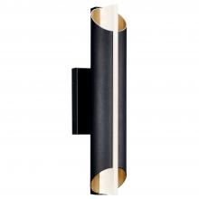 Kichler 59078BKTLED - Astalis 21" 1 LED Wall Light with Clear Ribbed Glass Black and Burnished Gold