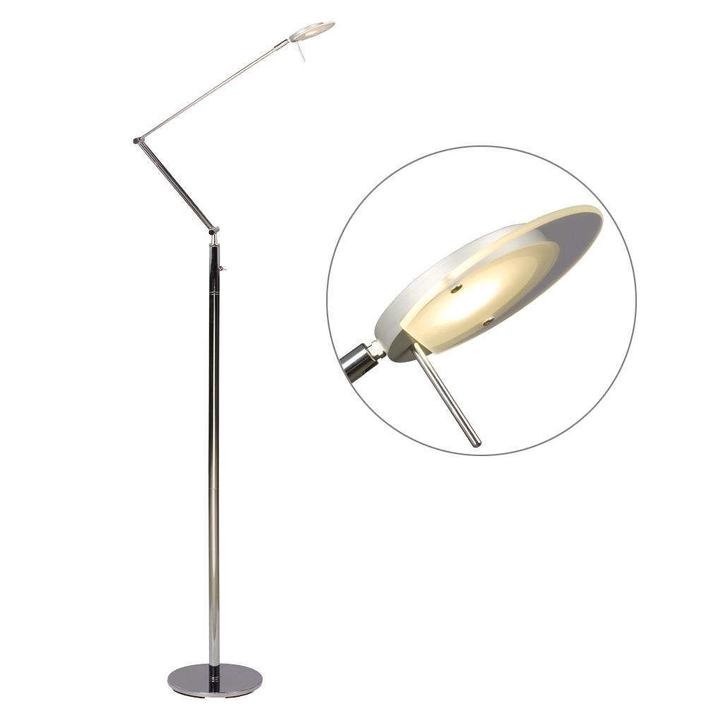 1-Light 7W LED Floor Lamp - Polished Chrome with Adjustable Arm