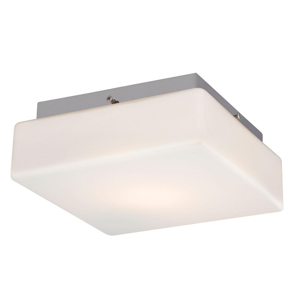 LED Flush Mount Ceiling Light - in Polished Chrome finish with Satin White Glass