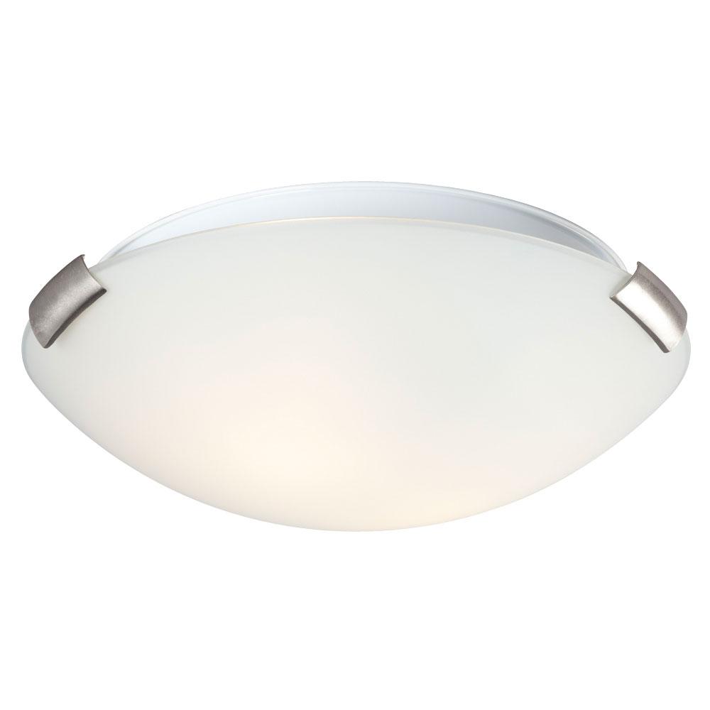 LED Flush Mount Ceiling Light - in Brushed Nickel finish with White Glass