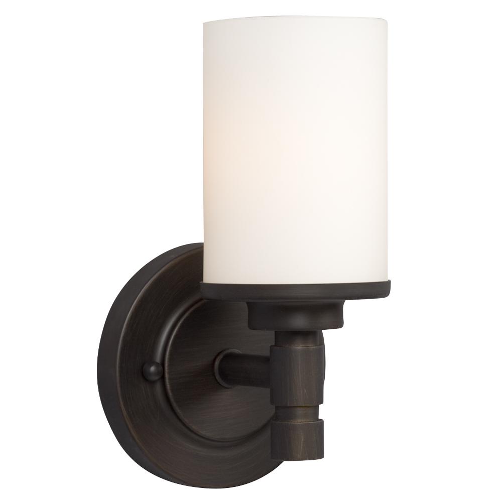 Single Light Vanity - Oil Rubbed Bronze w/ Satin White Glass