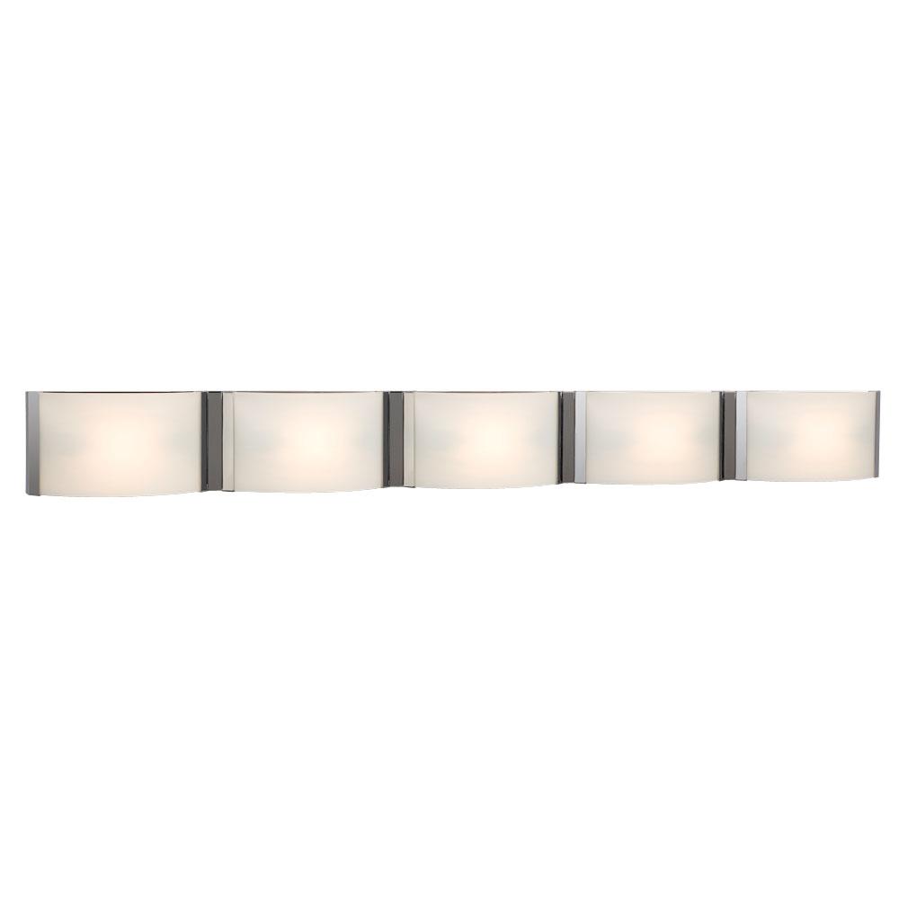 LED 5-Light Bath & Vanity Light - in Polished Chrome finish with Satin White Glass