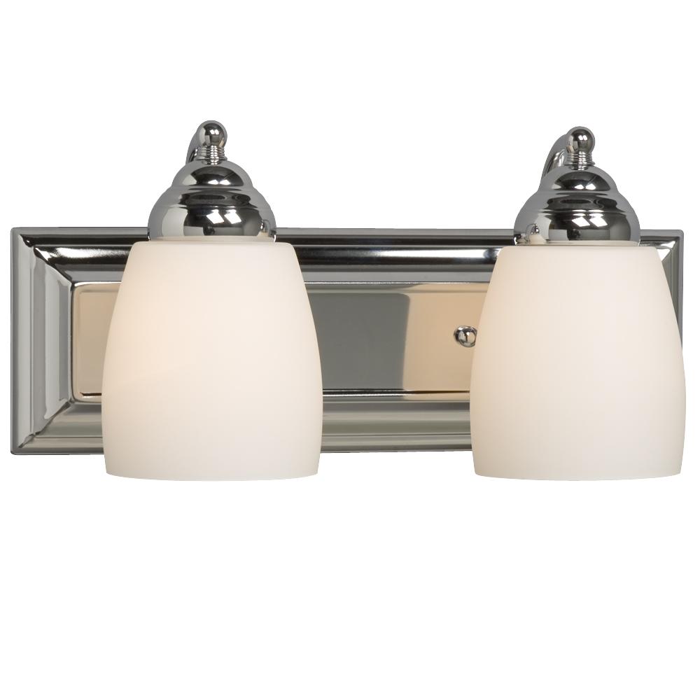 Two Light Vanity - Chrome w/ Satin White Glass