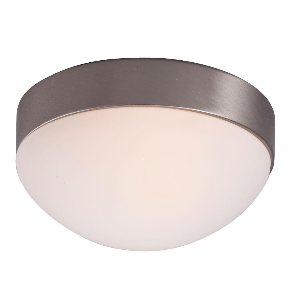 Flush Mount Ceiling Light - in Brushed Nickel finish with Satin White Glass