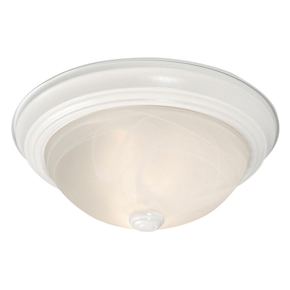 Flush Mount Ceiling Light - in White finish with Marbled Glass