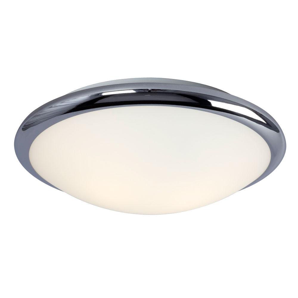 LED Flush Mount Ceiling Light - in Polished Chrome finish with Satin White Glass