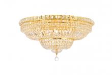  V2528F30G/RC - Tranquil 18 Light Gold Flush Mount Clear Royal Cut Crystal