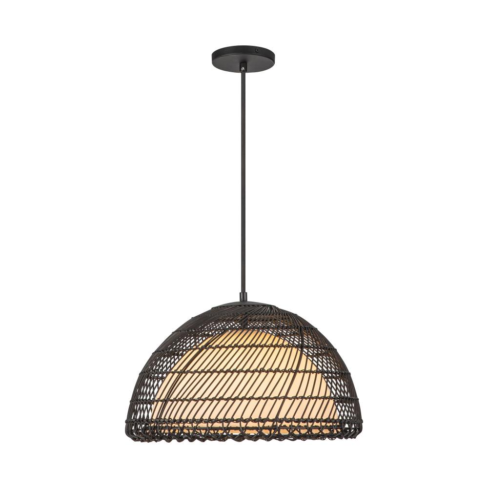 Bondi 16-in Matte Black/Opal 1 Light Pendant