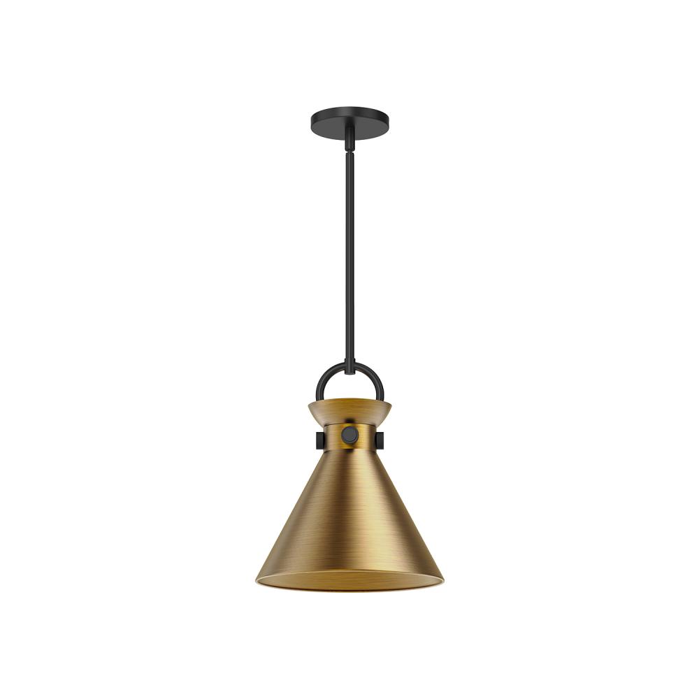 Emerson 11-in Matte Black/Aged Gold 1 Light Pendant