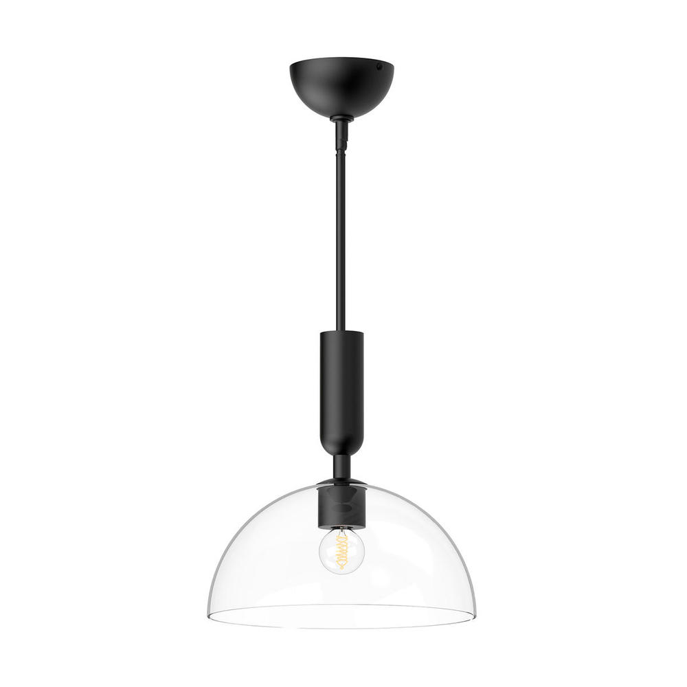 Jude 12-in Clear Glass/Matte Black 1 Light Pendant