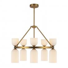 Alora Lighting CH442626BGGR - Nelly 26-in Brushed Gold/Glossy Ribbed Opal Glass Socket Chandelier
