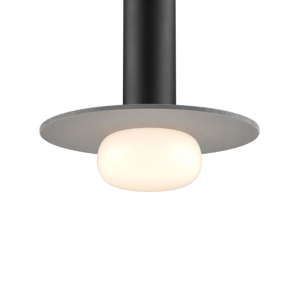 Glass ball and felt disk - Medium gray