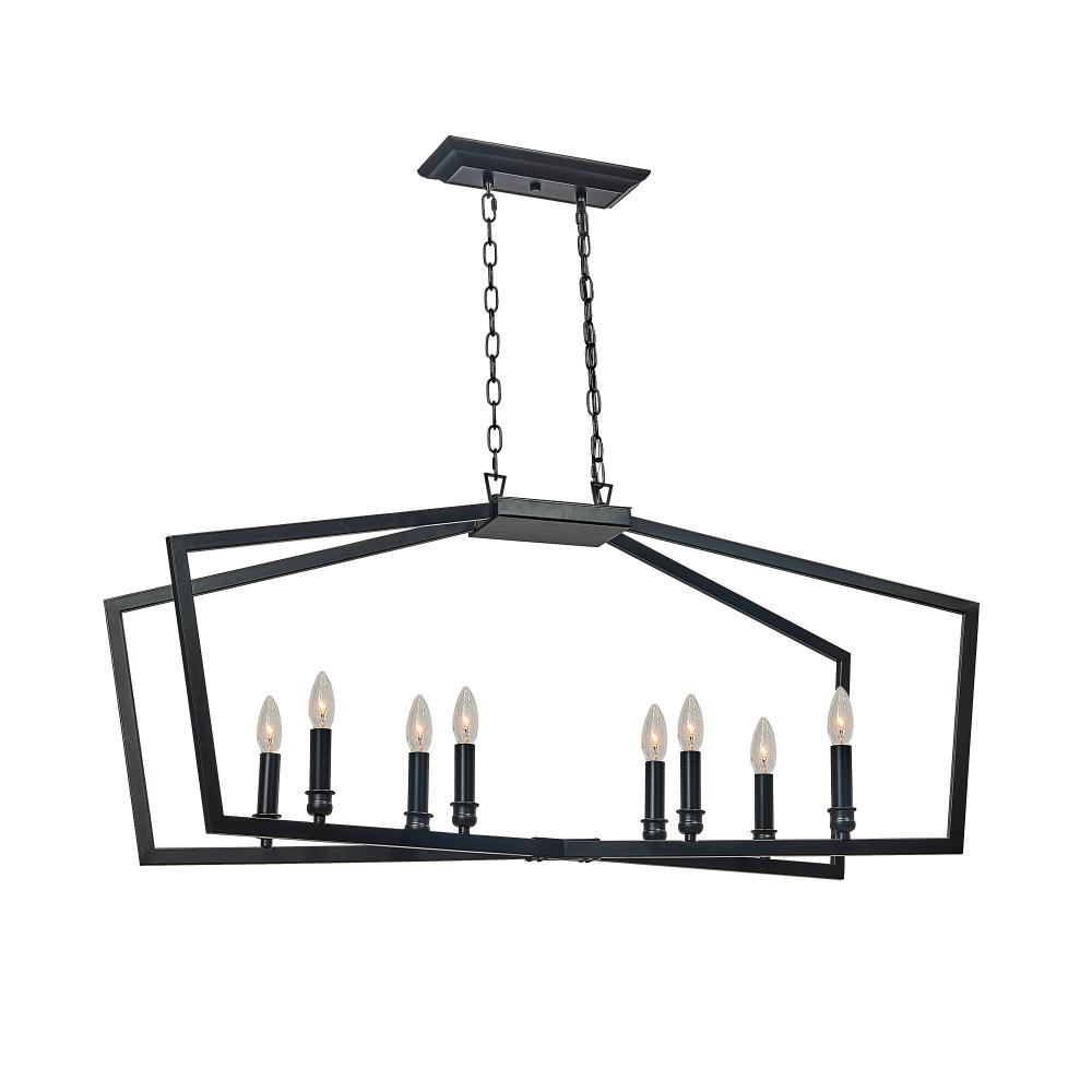 Hastings - 8 Light Linear Pendant in Black