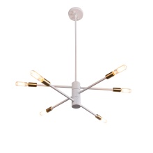 Russell Lighting 102-106/WHSG - Barcelona - 6 Light Pendant in Matte White and Soft Gold