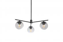 Russell Lighting 188-613/BLK/CL - Eclipse - 3 Light 27" Chandelier in Black with Clear Glass