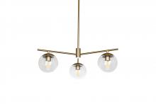 Russell Lighting 188-413/SG/CL - Eclipse - 3 Light 27 Chandelier in Soft Gold with Clear Glass