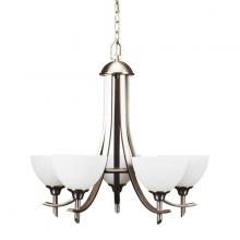 Russell Lighting 189-715/BCH - Yorkshire - 5 Ligth Chandelier in Vrushed Chrome woth Opal Glass