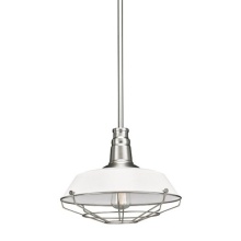 Russell Lighting 228-716/WH-BCH - Mercantile - Large Pendnat in White and Brushed Chrome