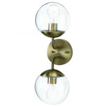 Russell Lighting 788-002/SG/CL - Eclipse - 2 Light Wall Sconce in Soft Gold with Clear Glass