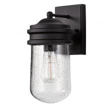 Russell Lighting 799-662/BLK - Cape - Exterior Wall Light with Clear Seeded Glass
