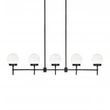 Russell Lighting LP3885/BK/OP - Liberty - 5 Light Linear Pendant in Black with Opal, Glass