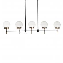 Russell Lighting LP3885/BKSG/OP - Liberty - 5 Light Linear Pendant in Black/Soft Gold with Opal Glass