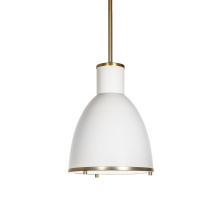 Russell Lighting PD7081/WHSG - Percussion - Single Pendant in White and Soft Gold