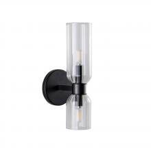 Russell Lighting WL7091/BK - Moru - 16" Wall Ligh in Black with Ribbed Glass
