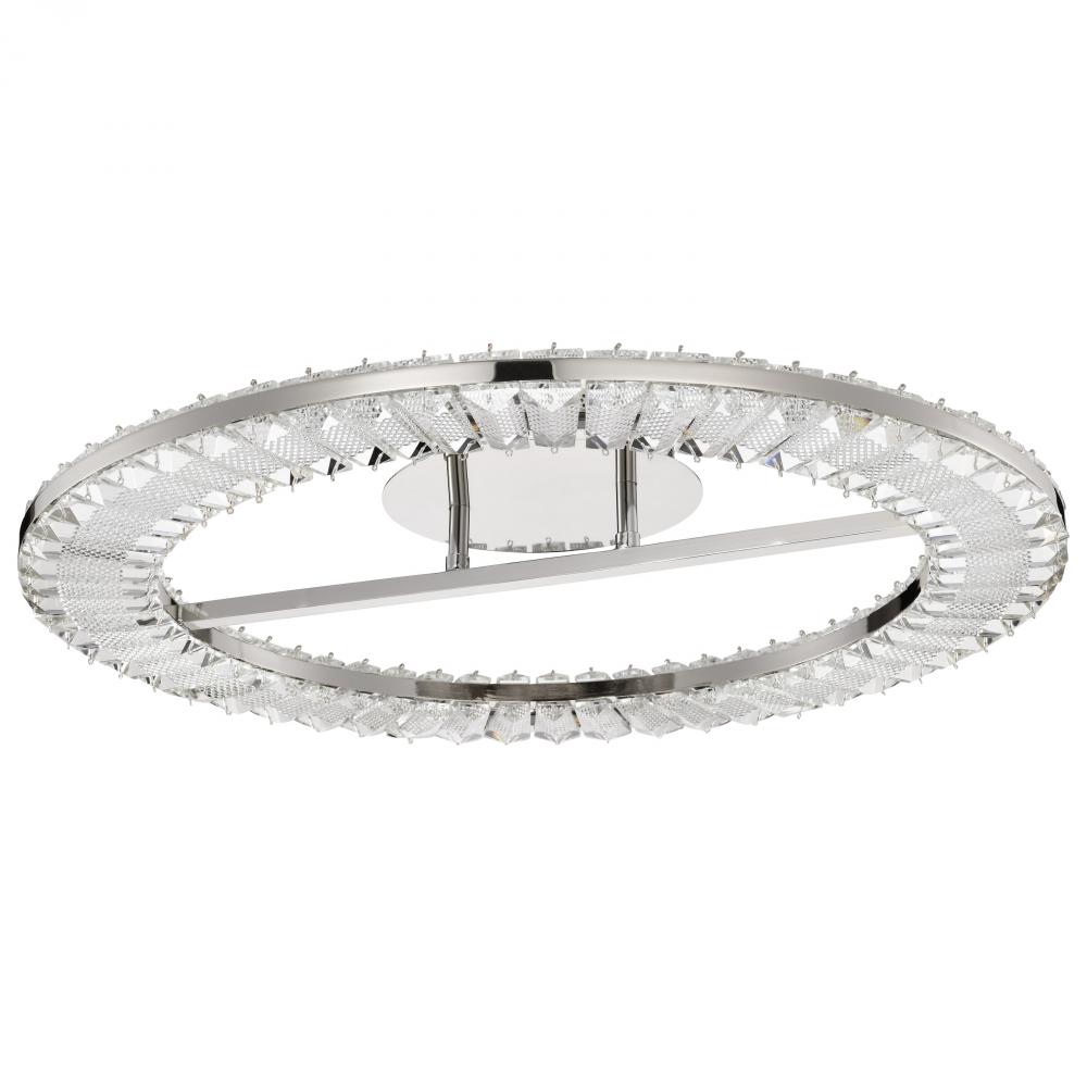 Nova; LED 23 Inch Round Flush Mount; Polished Nickel Finish; K9 Crystal