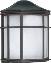 Nuvo 60/539 - 1 Light; 10 in.; Cage Lantern Wall Fixture; Die Cast; Linen Acrylic Lens; Textured Black Finish