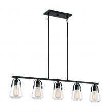 Nuvo 60/7104 - Skybridge - 5 Light Island Pendant with Clear Glass - Matte Black Finish