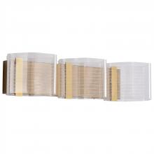 Nuvo 62/2408 - Kenzo; LED 3 Light Vanity; Vintage Brass Finish; Light Guide Panel