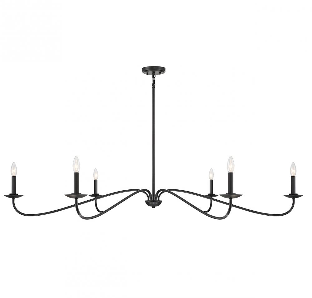 6-Light Chandelier in Matte Black