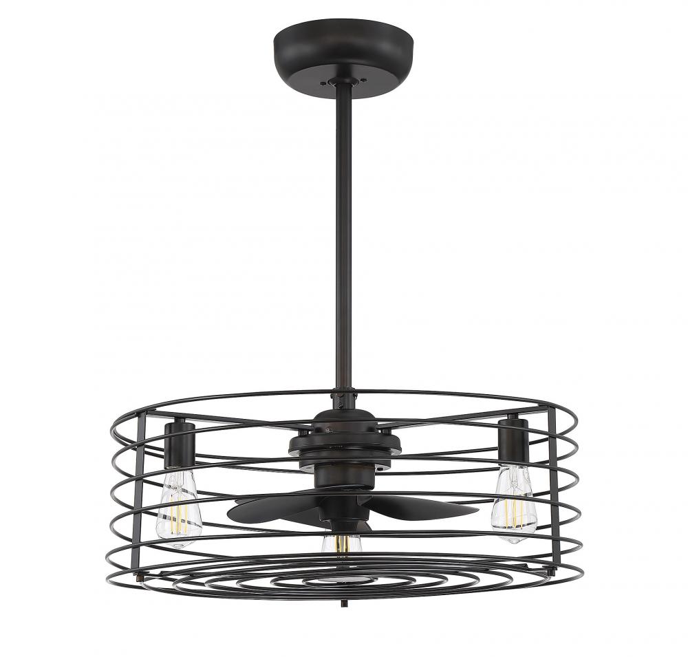 14" 3-Light Fan D'Lier in Oil Rubbed Bronze