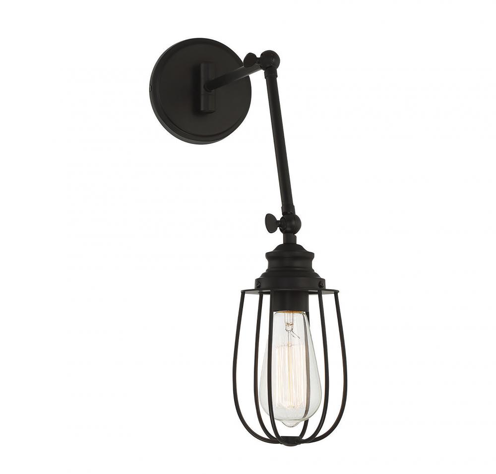 1-Light Adjustable Wall Sconce in Matte Black