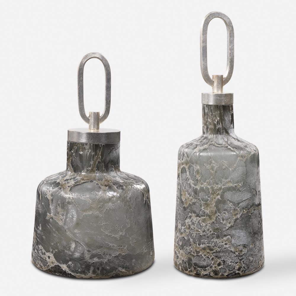 Uttermost Storm Art Glass Bottles Set/2