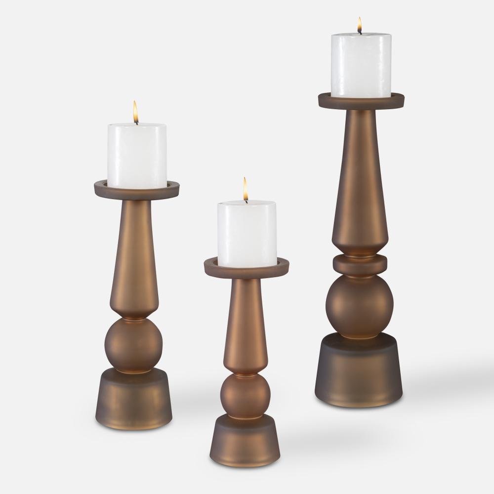 Uttermost Cassiopeia Butter Rum Glass Candleholders Set/3