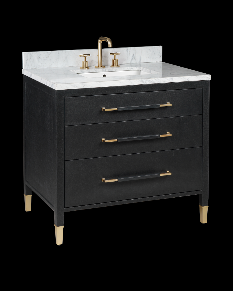 Verona 36" Black Linen Vanity with Rectangular Undermount Sink