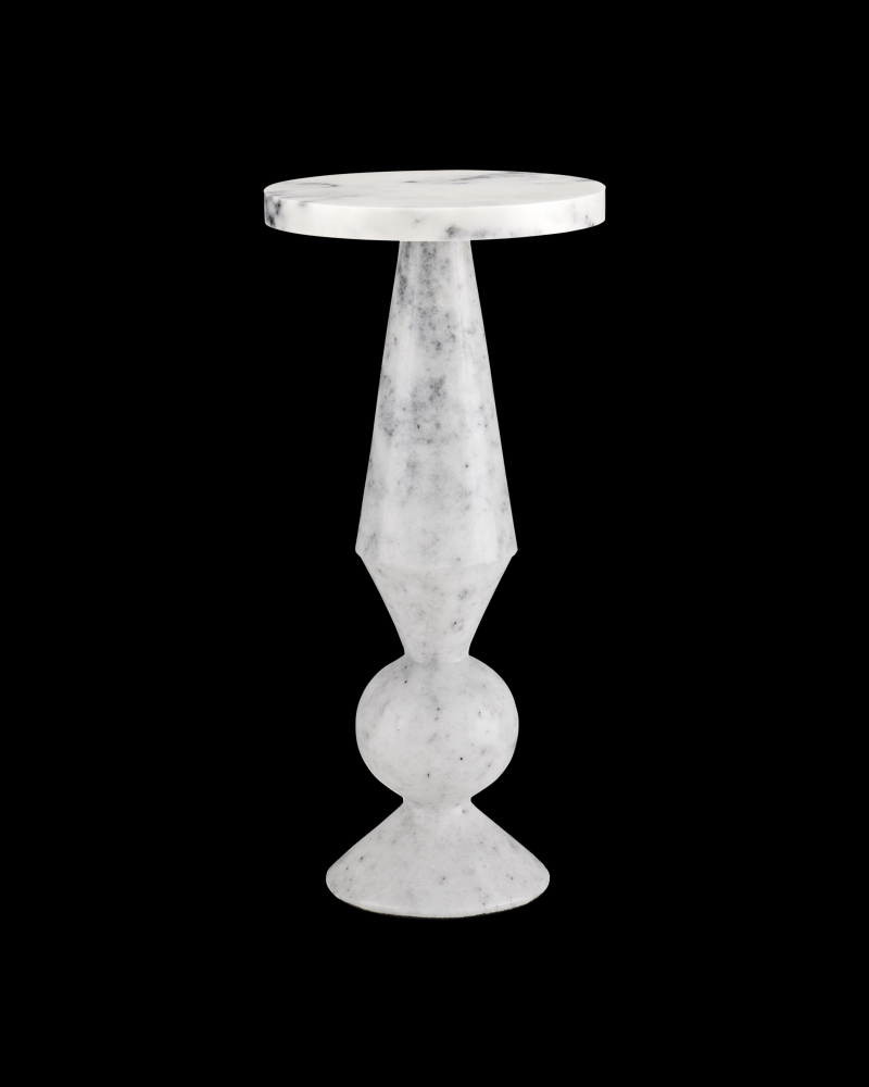 Quince White Marble Accent Table