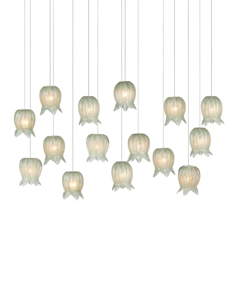 Polpo Green 15-Light Linear Multi-Drop Pendant