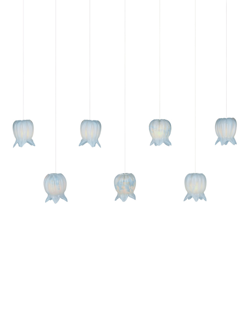 Polpo Blue 7-Light Linear Multi-Drop Pendant
