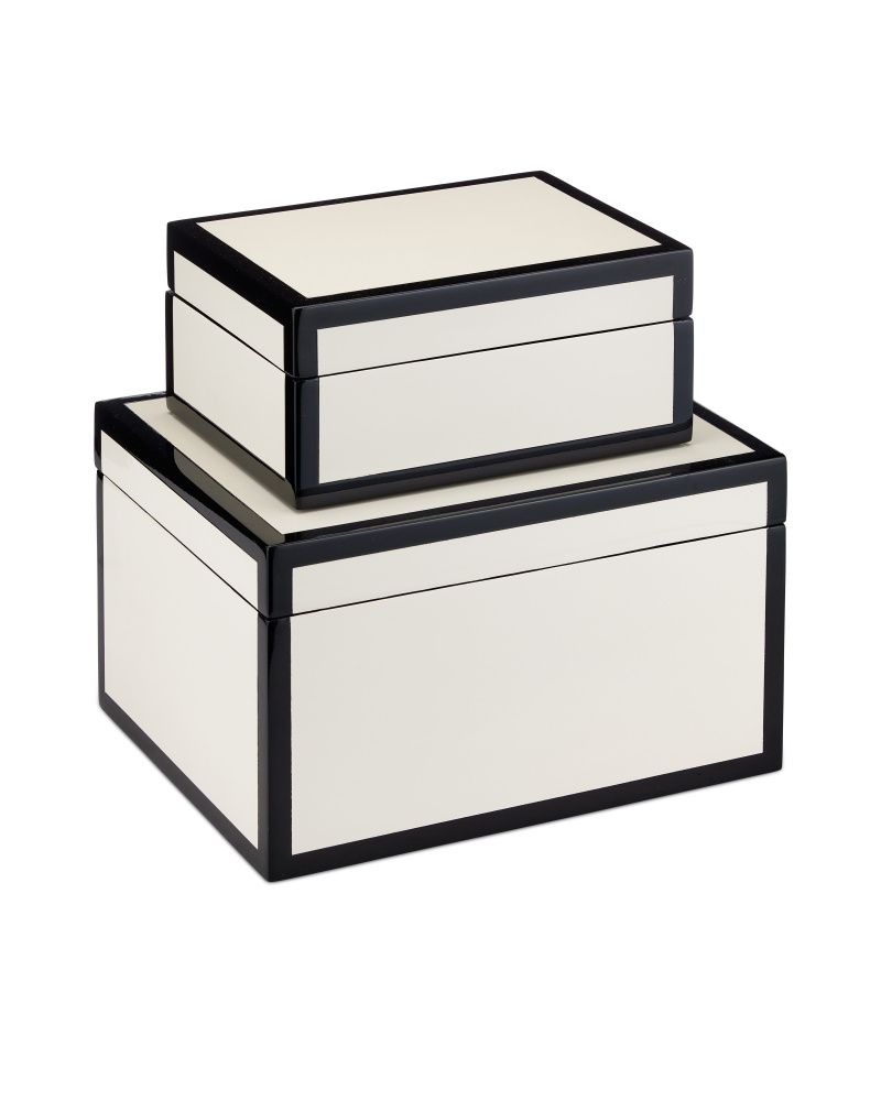 Ivory Lacquer Box Set of 2