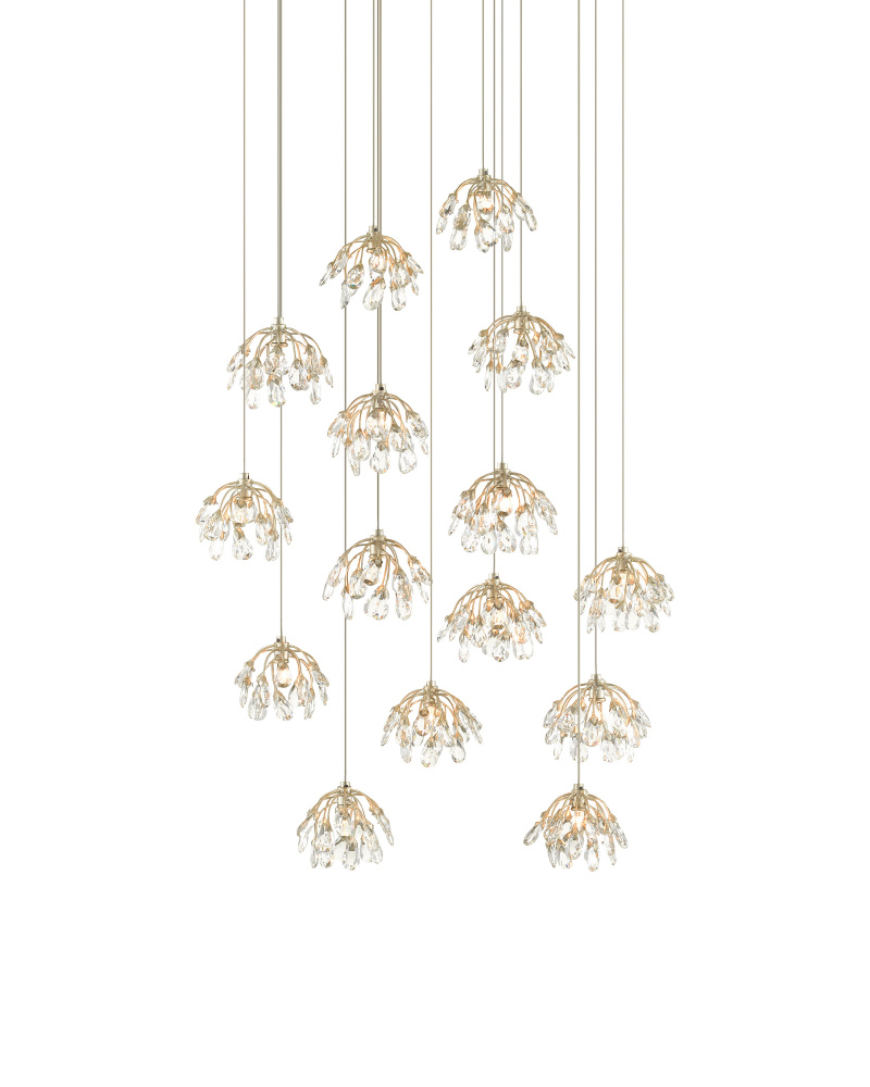 Crystal Bud 15-Light Round Multi-Drop Pendant